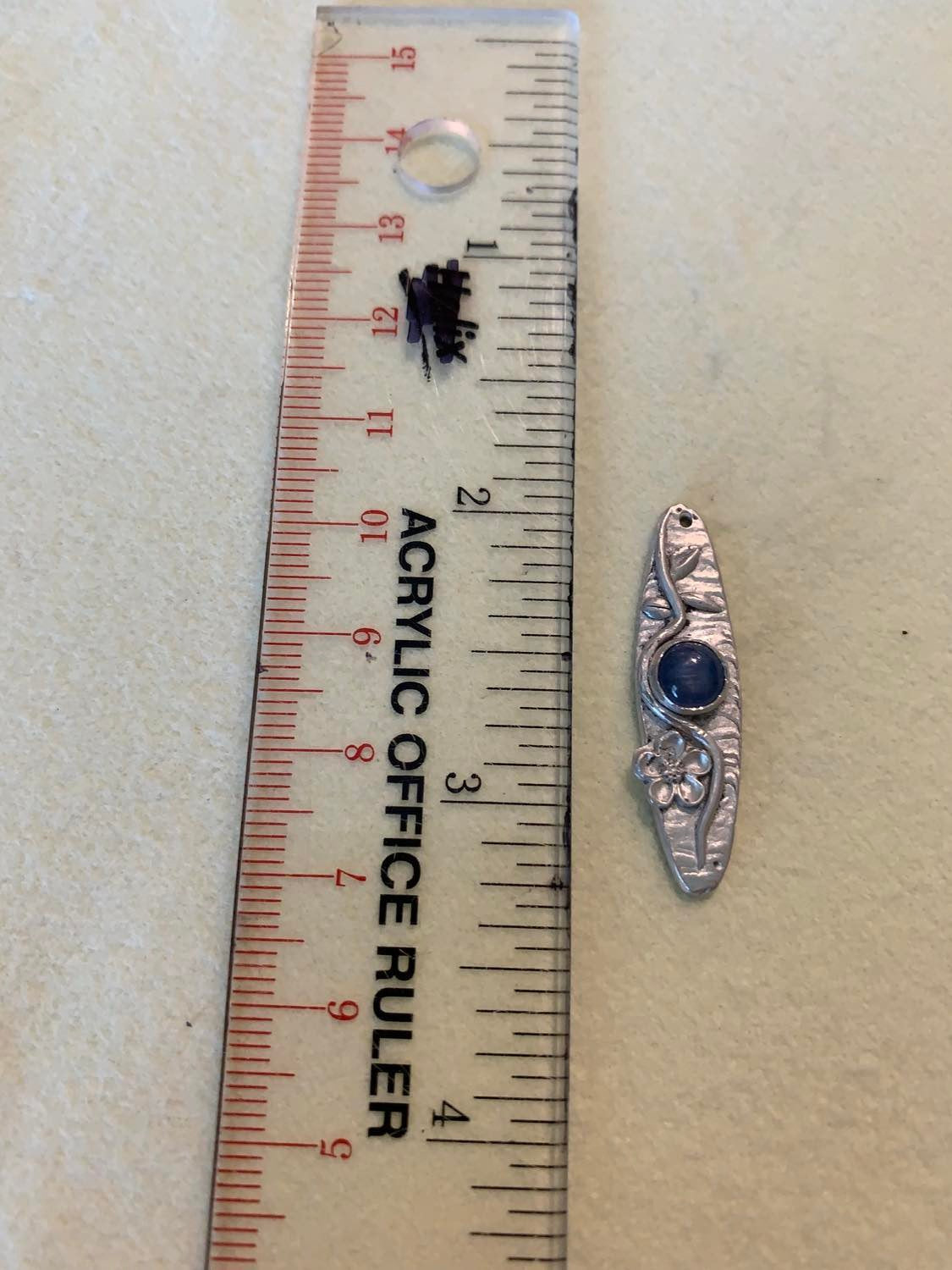 Blue Cabochon and Silver Flower