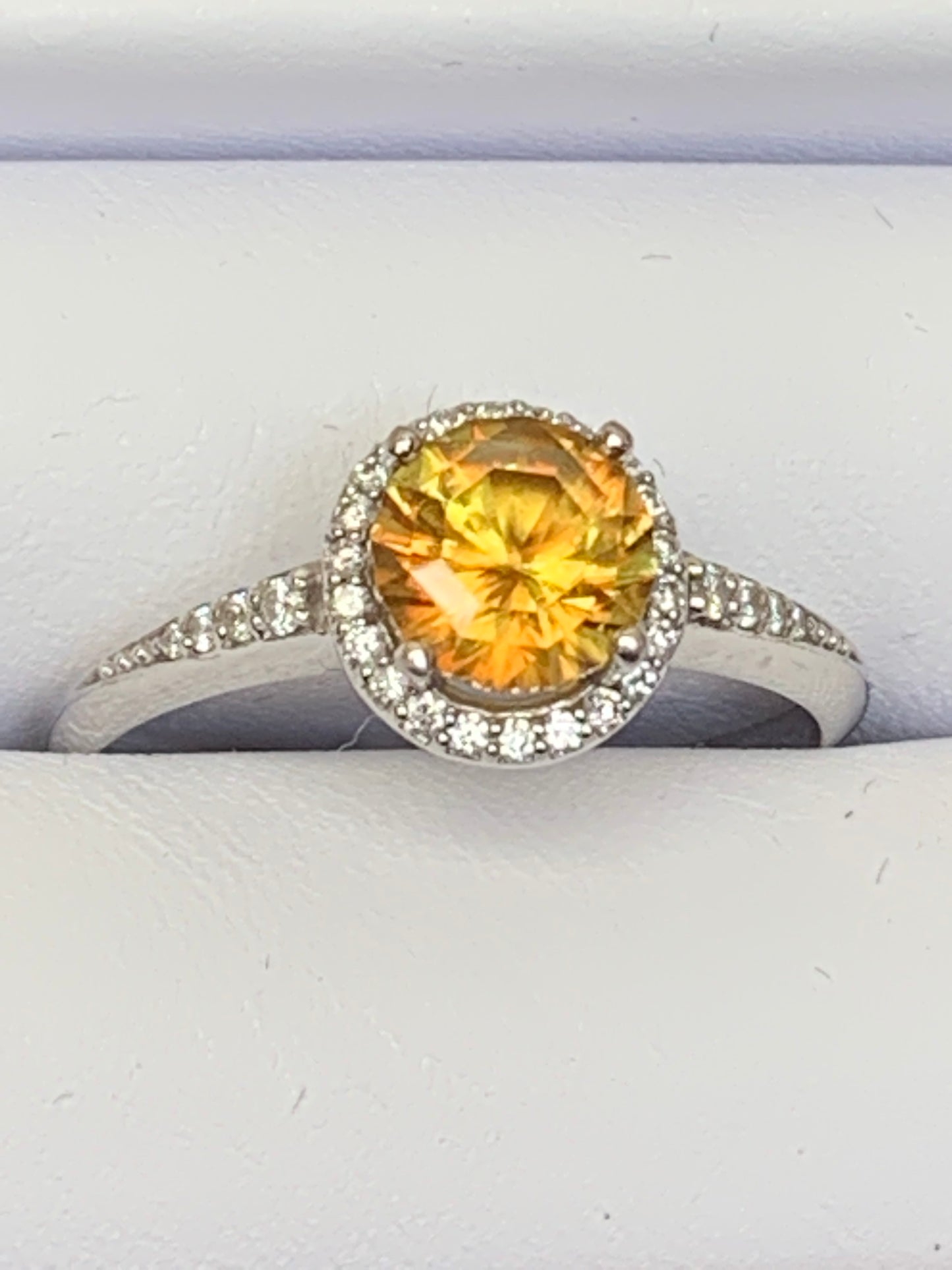 Dazzling Sphene and Diamond Ring