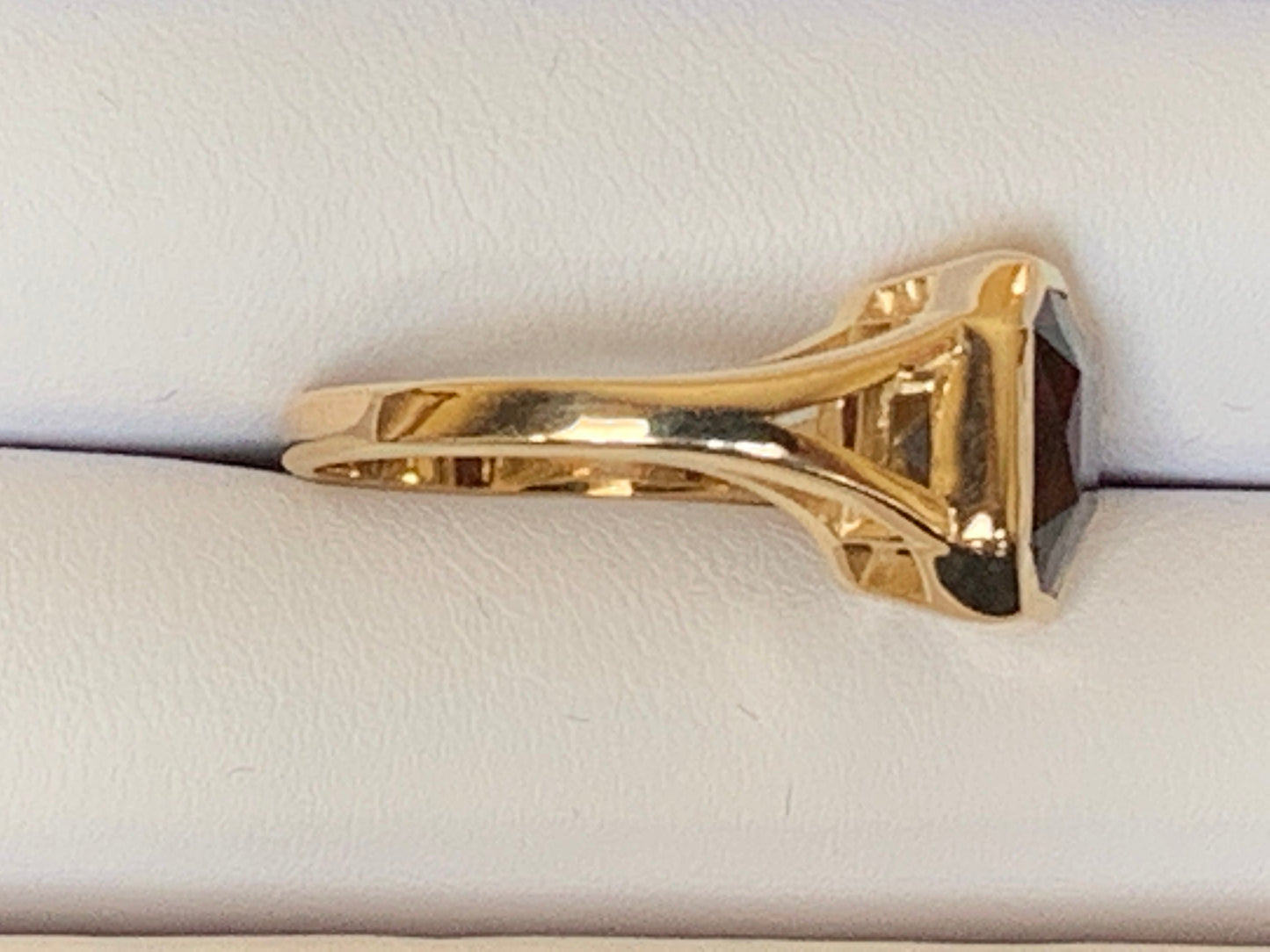 Simple Garnet and Gold Ring