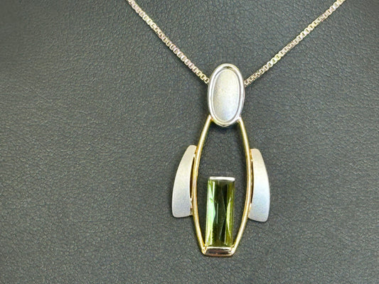 2 Tone Gold Tormaline Pendant