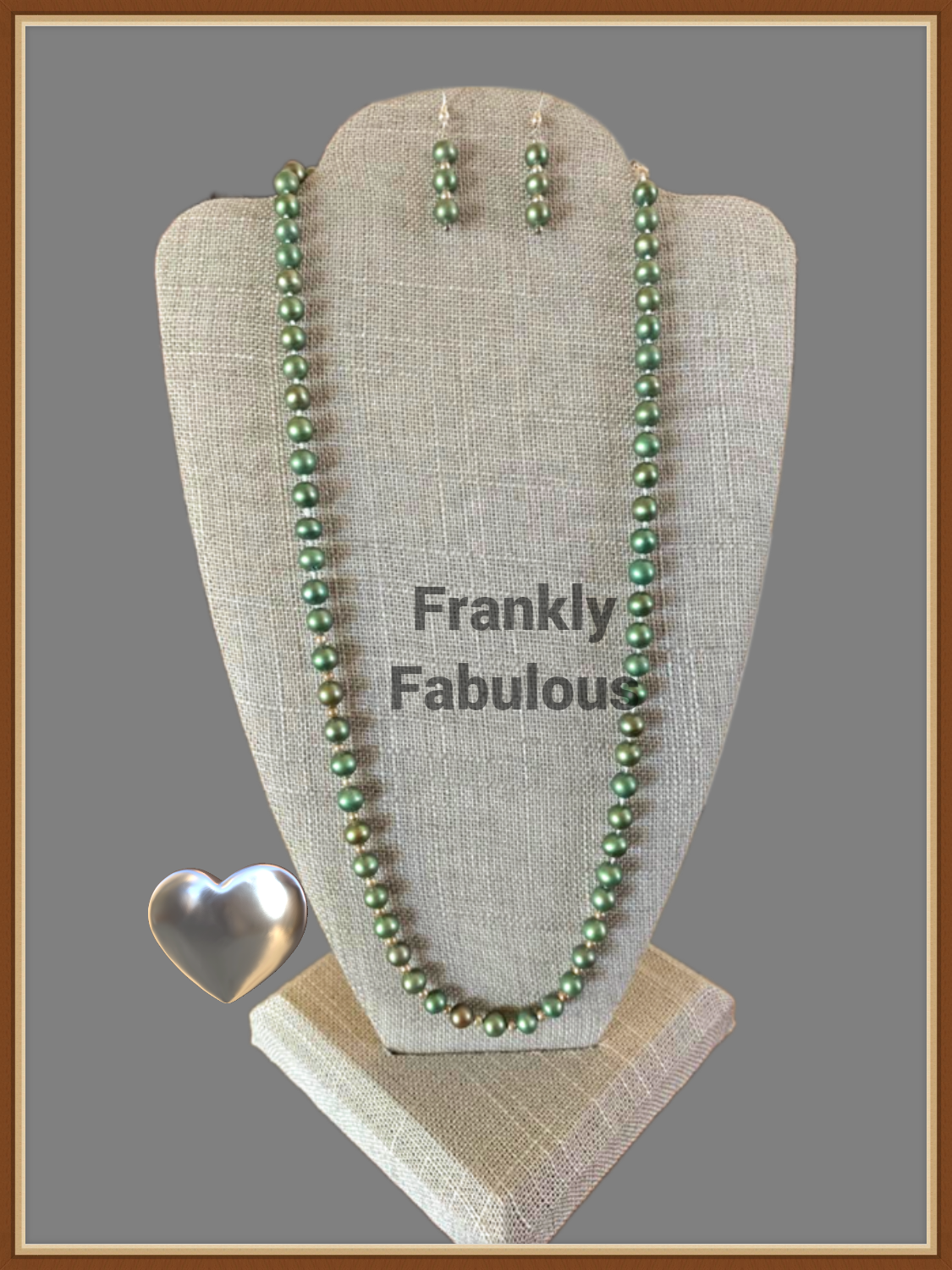 Gorgeous Green Pearl Necklace and Earrings