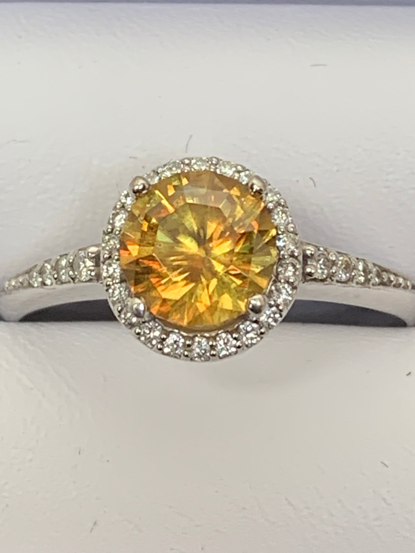 Dazzling Sphene and Diamond Ring